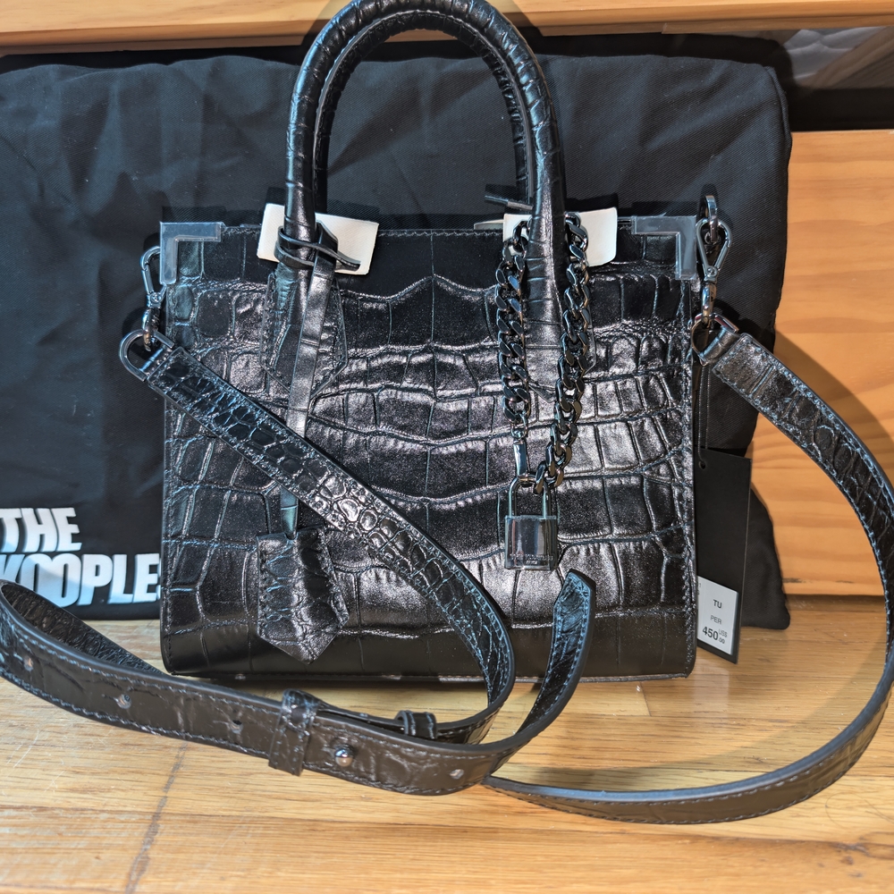 The Kooples Black Crocodile-Embossed Satchel - Picture 4 of 13